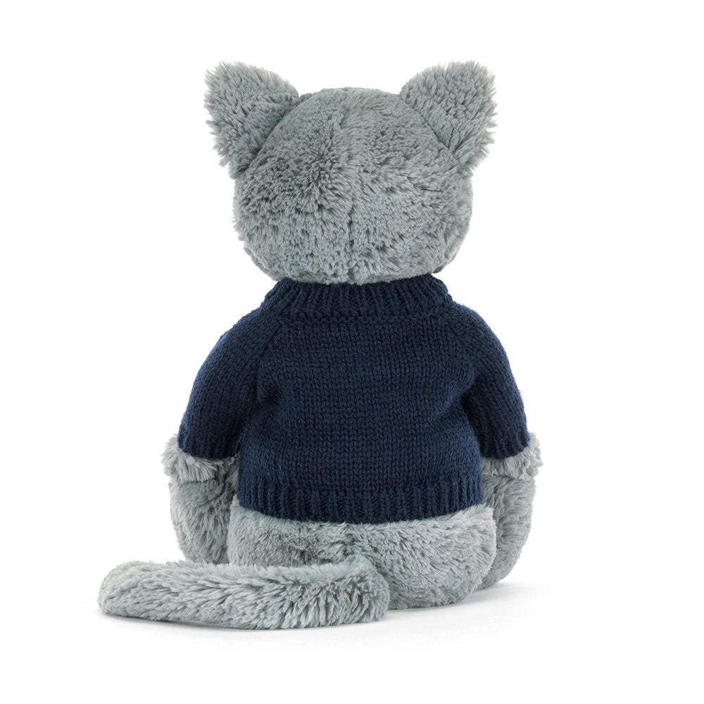 Bashful Kitten with Personalised Navy Jumper, View 3