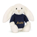 Bashful Luxe Bunny Luna with Personalised Navy Jumper, Main View