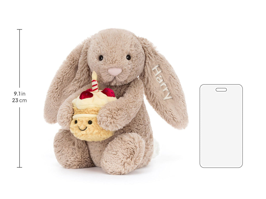 Personalized Bashful Beige Bunny Birthday size chart