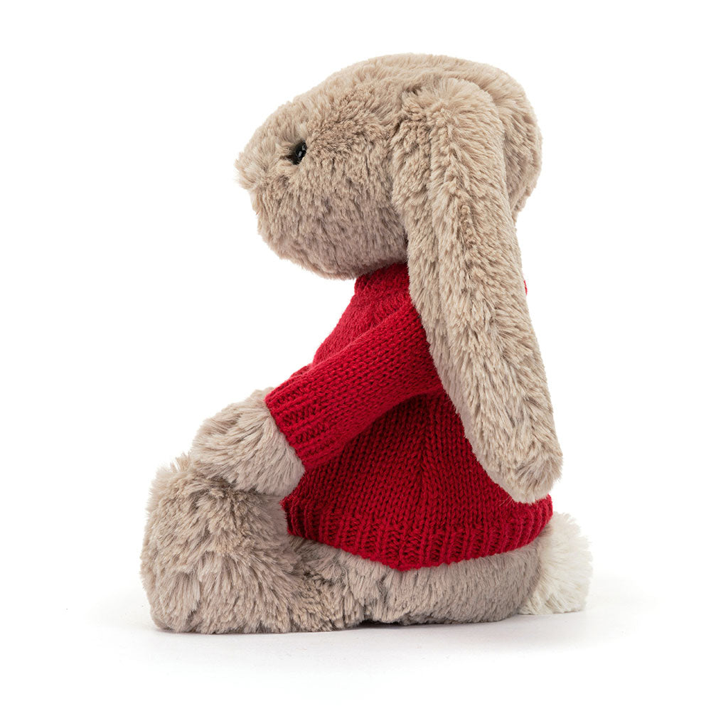 Bashful Beige Bunny with Personalised Red Jumper, View 2