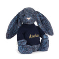 Hopscone Luxe Bunny with Personalised Navy Jumper,  Main View