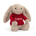 Bashful Beige Bunny with Personalised Red Jumper, View 4