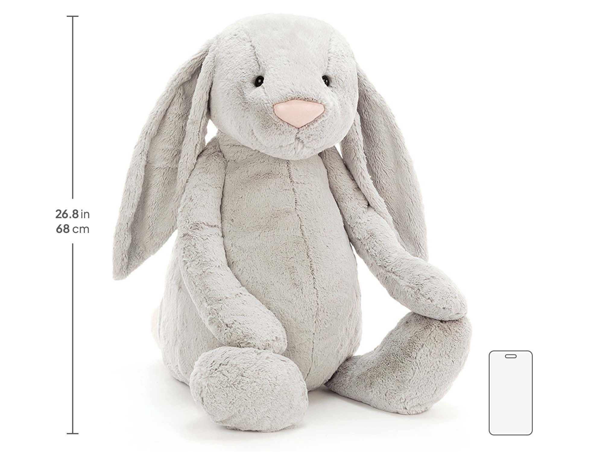 Bashful Silver Bunny Giant, size chart
