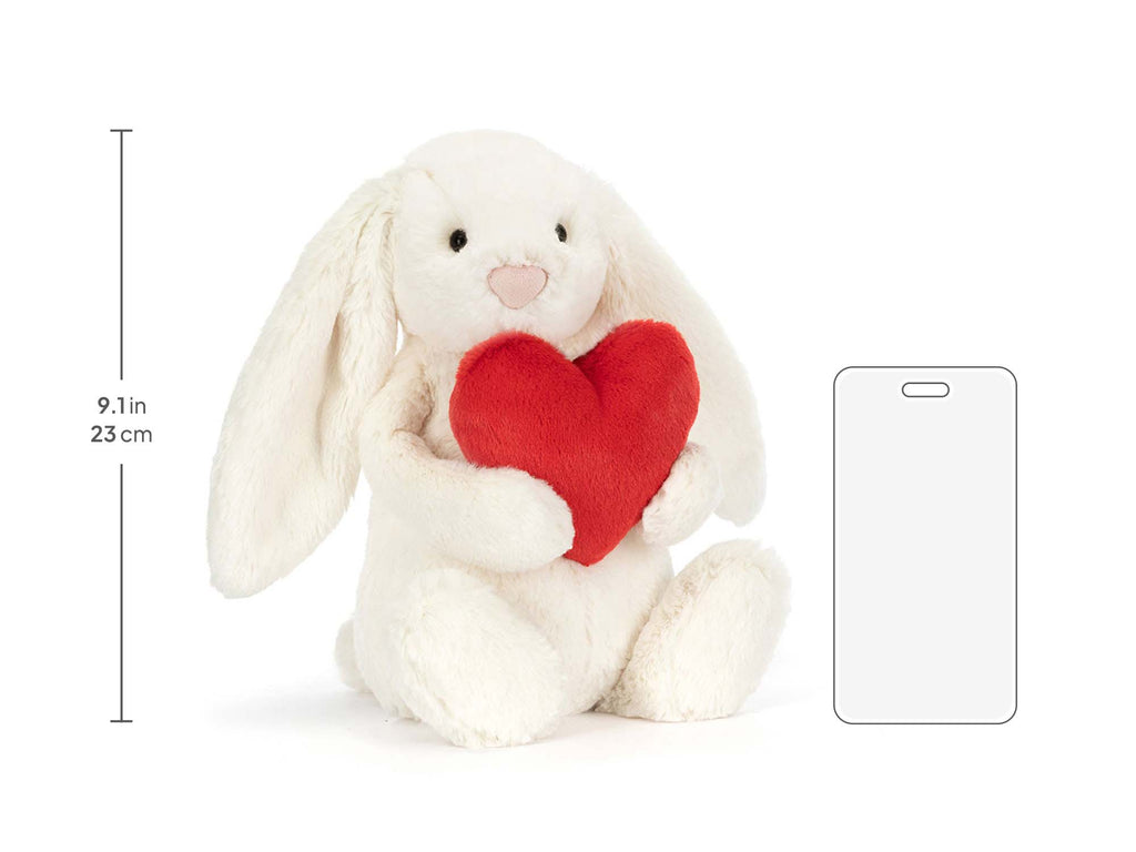 Bashful Red Love Heart Bunny Medium, size chart