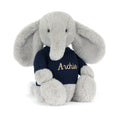 Bashful Luxe Elephant Thuddeus with Personalised Navy Jumper, Main View
