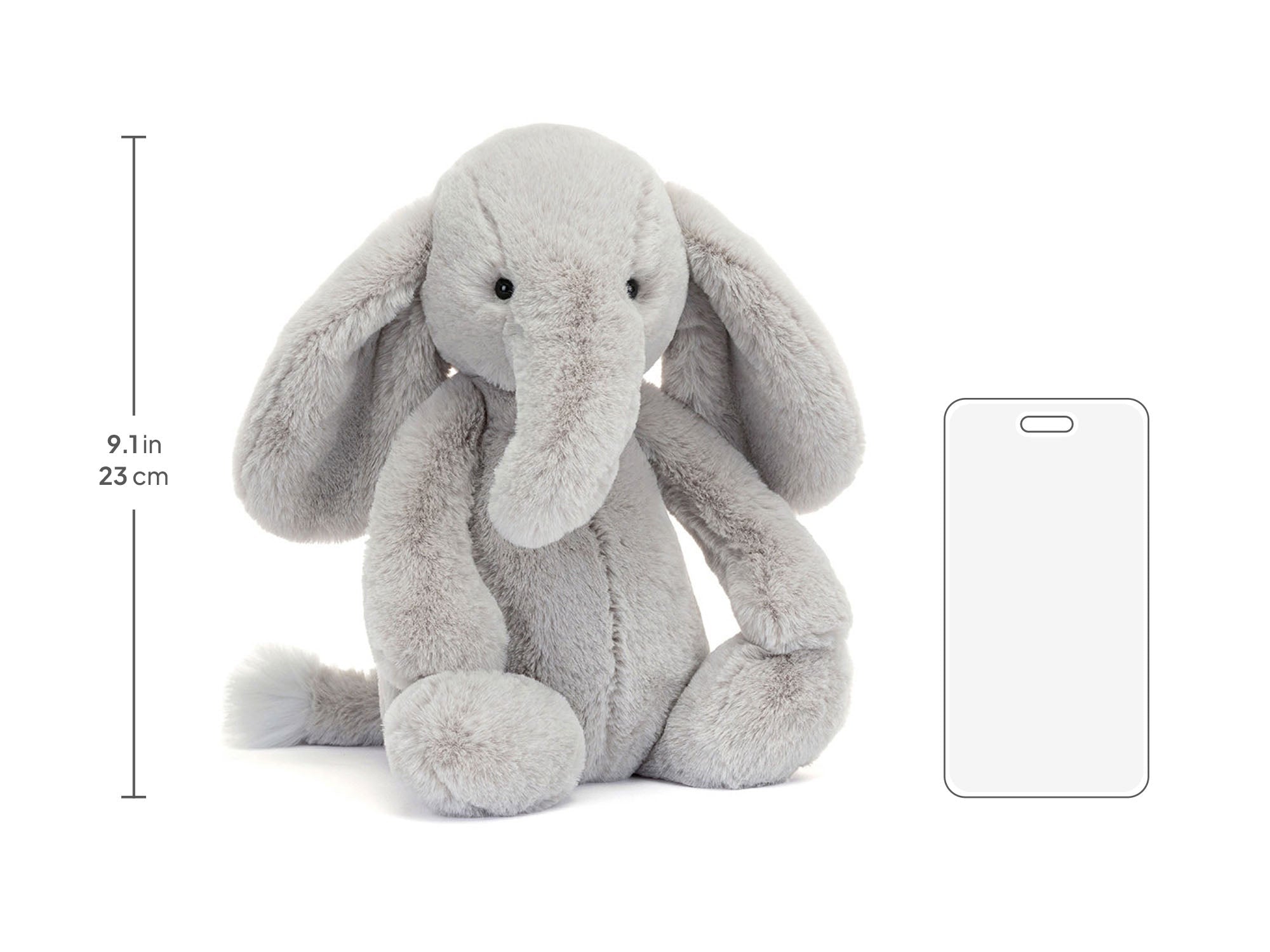 Bashful Luxe Elephant Thuddeus Original size chart