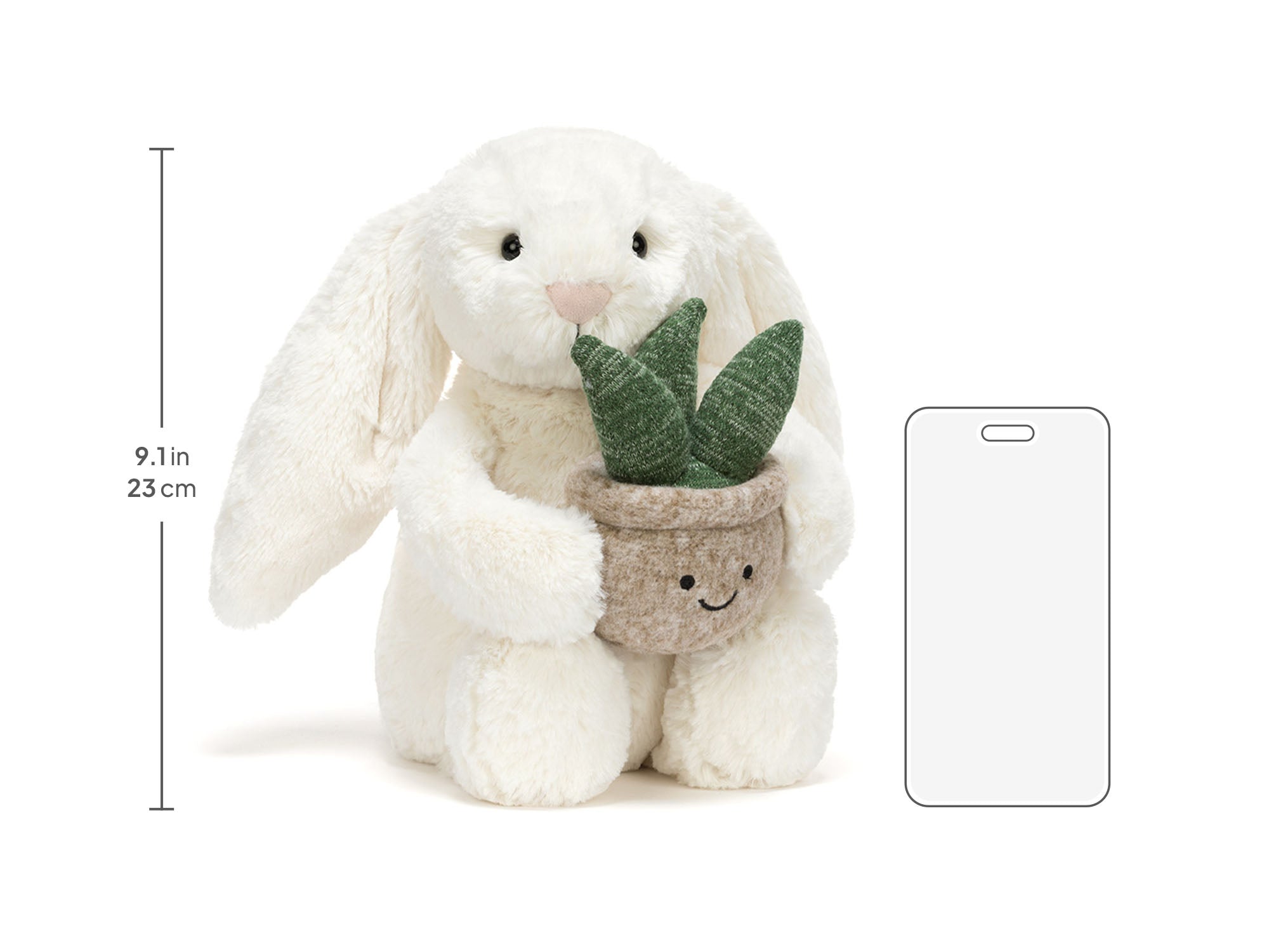 Cream Bunny with Plant, size chart