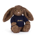 Hoppleston Luxe Bunny with Personalised Navy Jumper, Main View